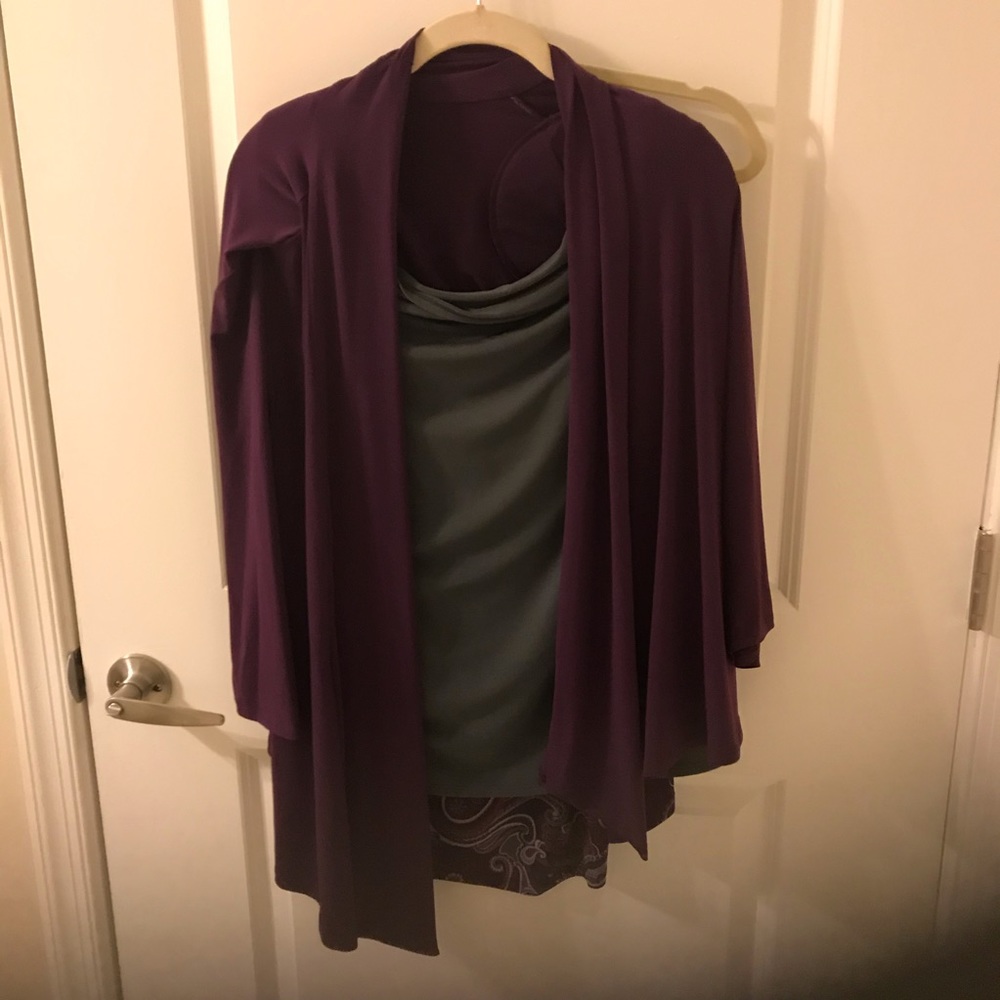 2 piece  purple and gray skirt set